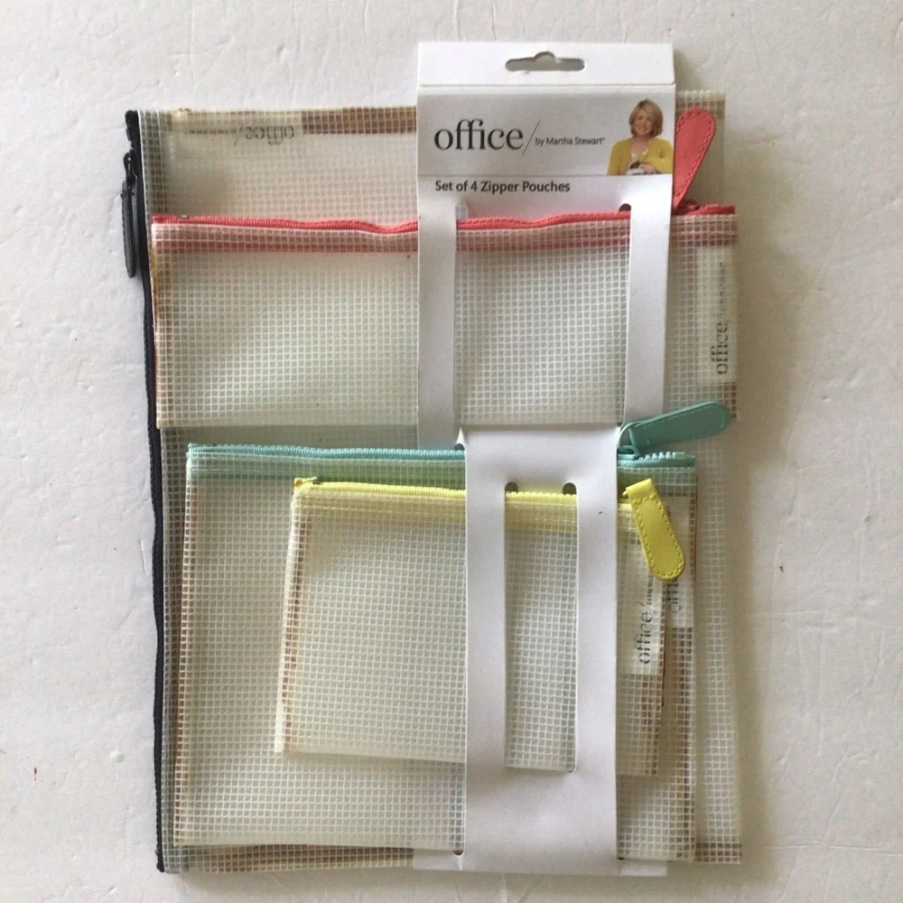 MARTHA STEWART OFFICE NYLON ZIPPERED POUCHES NWT